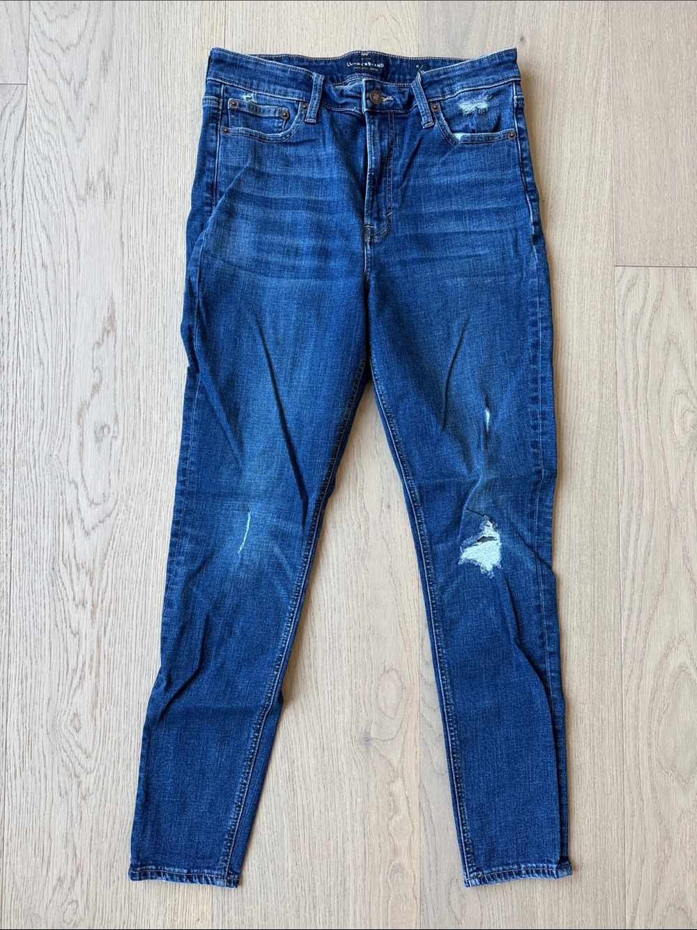 Lucky Brand Bridgette Skinny Jeans Women’s Size 10/30 Dark Blue Distressed